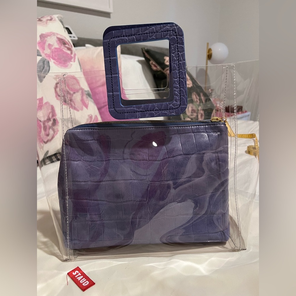 Staud see thru tote bag with matching clutch bag